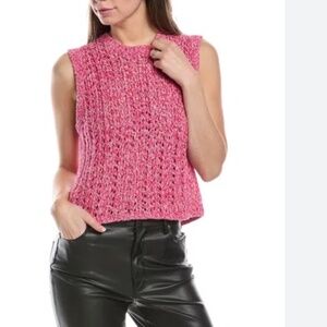 NWT Rag & Bone Edie Sweater Vest | Rose Pink Open Stitch Knit | Women’s M